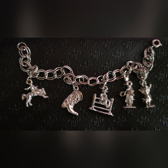 Jewelry - Vintage Silver Western Charm Bracelet Cowboy Boot Rodeo